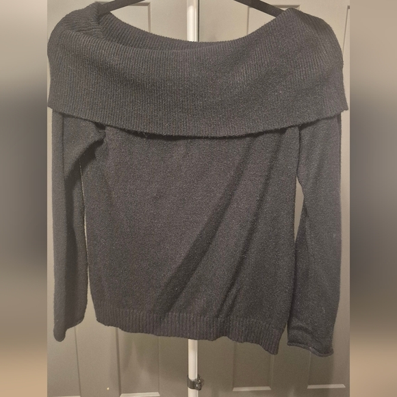 Anthropologie Charcoal Off-Shoulder Sweater - Picture 3 of 5